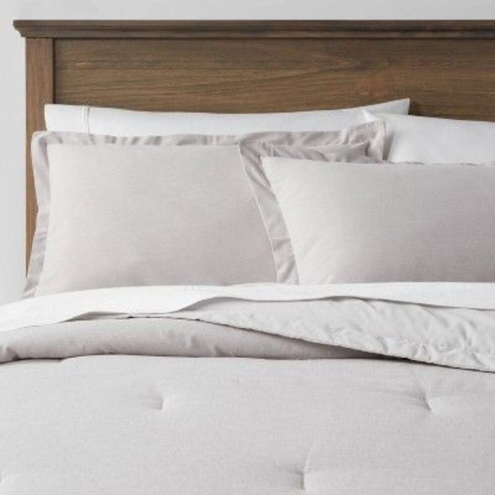 Threshold 3-Piece Chambray Comforter Set OEKO-TEX Solid Fabric Gray King
